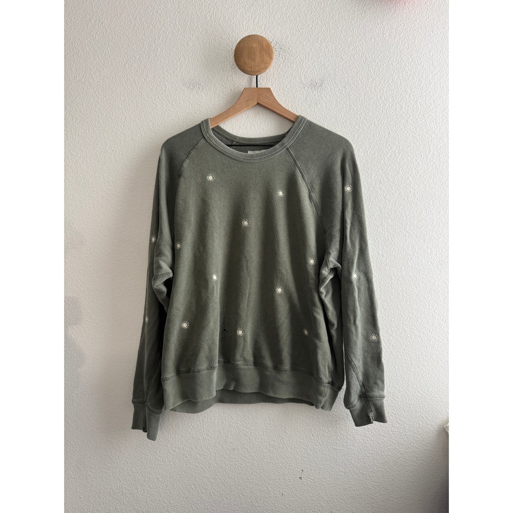 The Great. Green Sun Embroidered Raglan Sweatshirt Size 3 (Large) *FLAW*